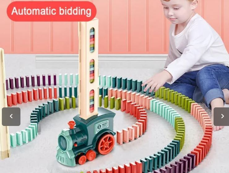 Electric Domino Train With Light & Sound 60 Pieces