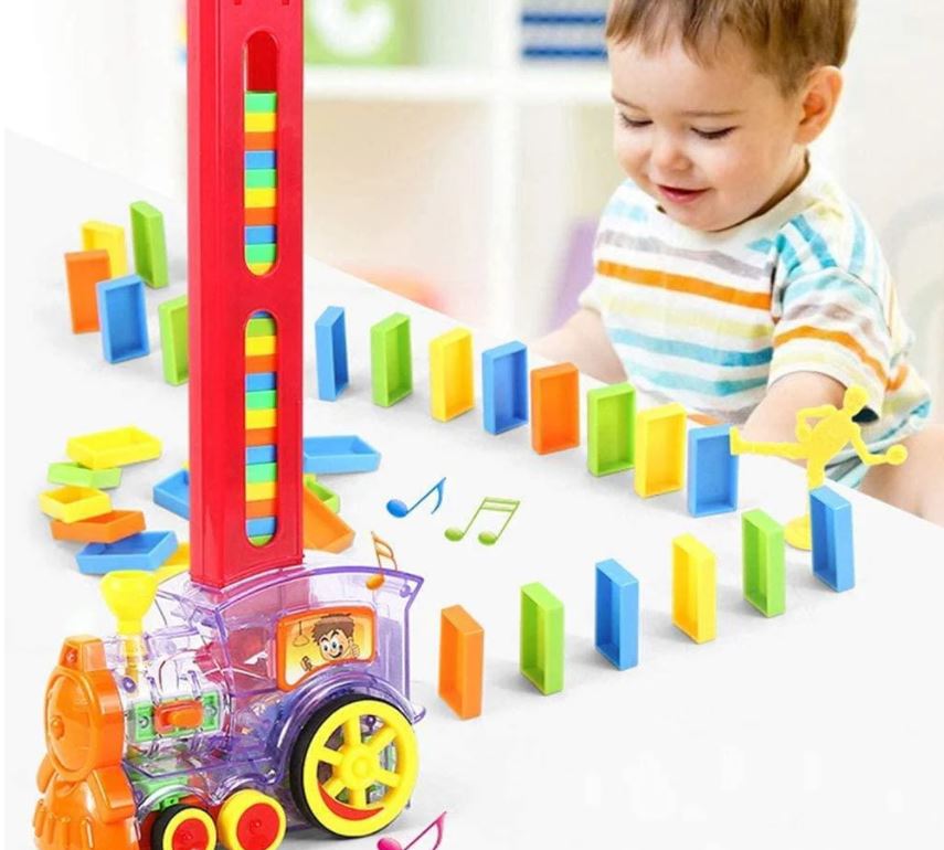 Electric Domino Train With Light & Sound 60 Pieces