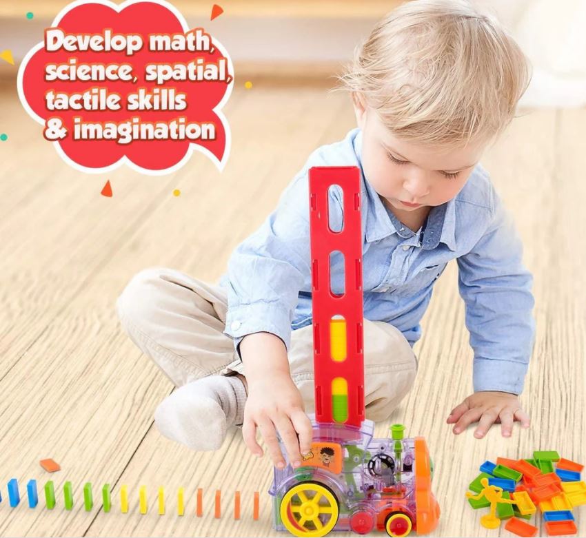 Electric Domino Train With Light & Sound 60 Pieces