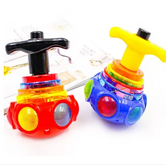 Colourful UFO Flashing Musical Spinning Lattu Toy For Kids