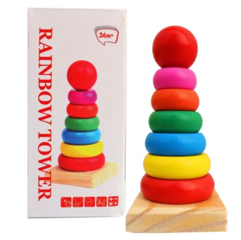 Wooden Rings Stacking Tower